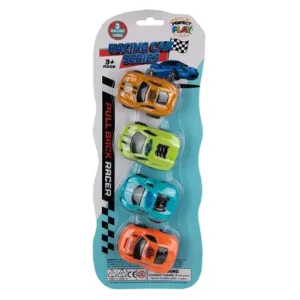 VEHICLE RACER CARTOON 4pc PULL BACK 6cm