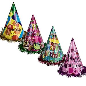 Party Hat with Tinsel Fringe, 20cm