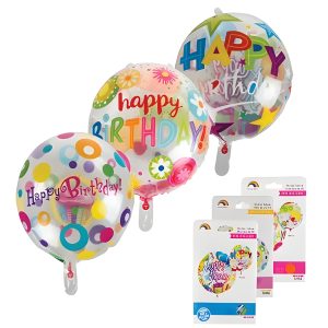 Balloon Clear Print Hbd Asstd 45cm F-01