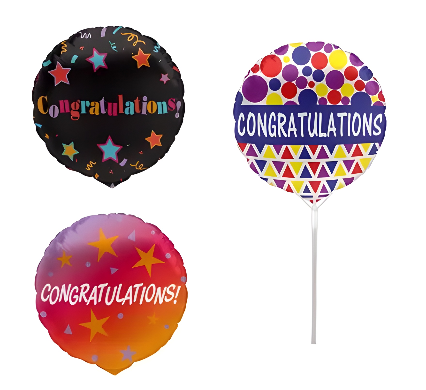 Balloon Air Fill W/Stick Congrats 25cm