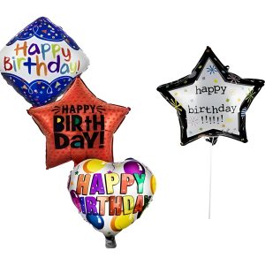 Balloon Air Fill W/Stck Shape B/Day 45cm