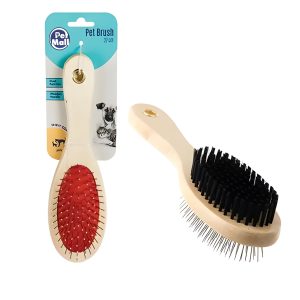 Pet Dog/Cat Brush 22cm Wood 2-Function